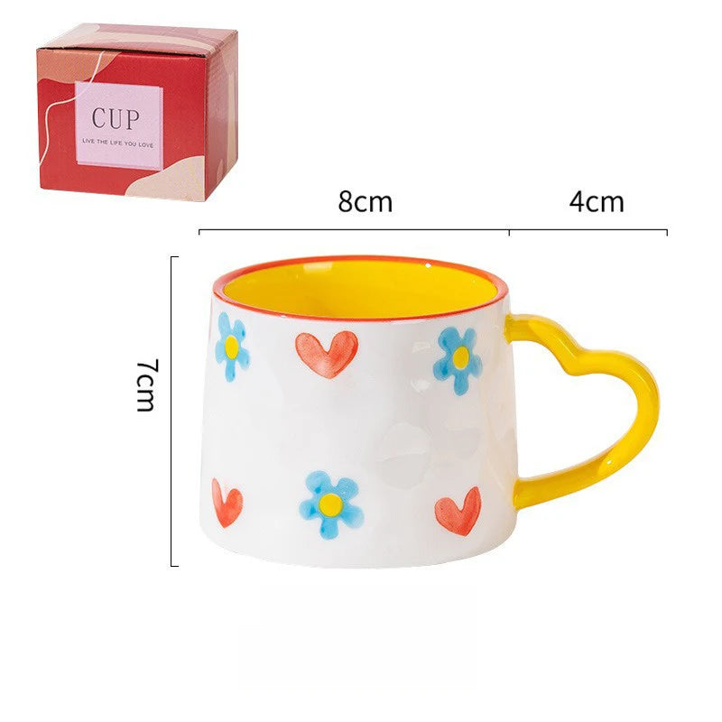 Ceramic Heart Pattern Mugs