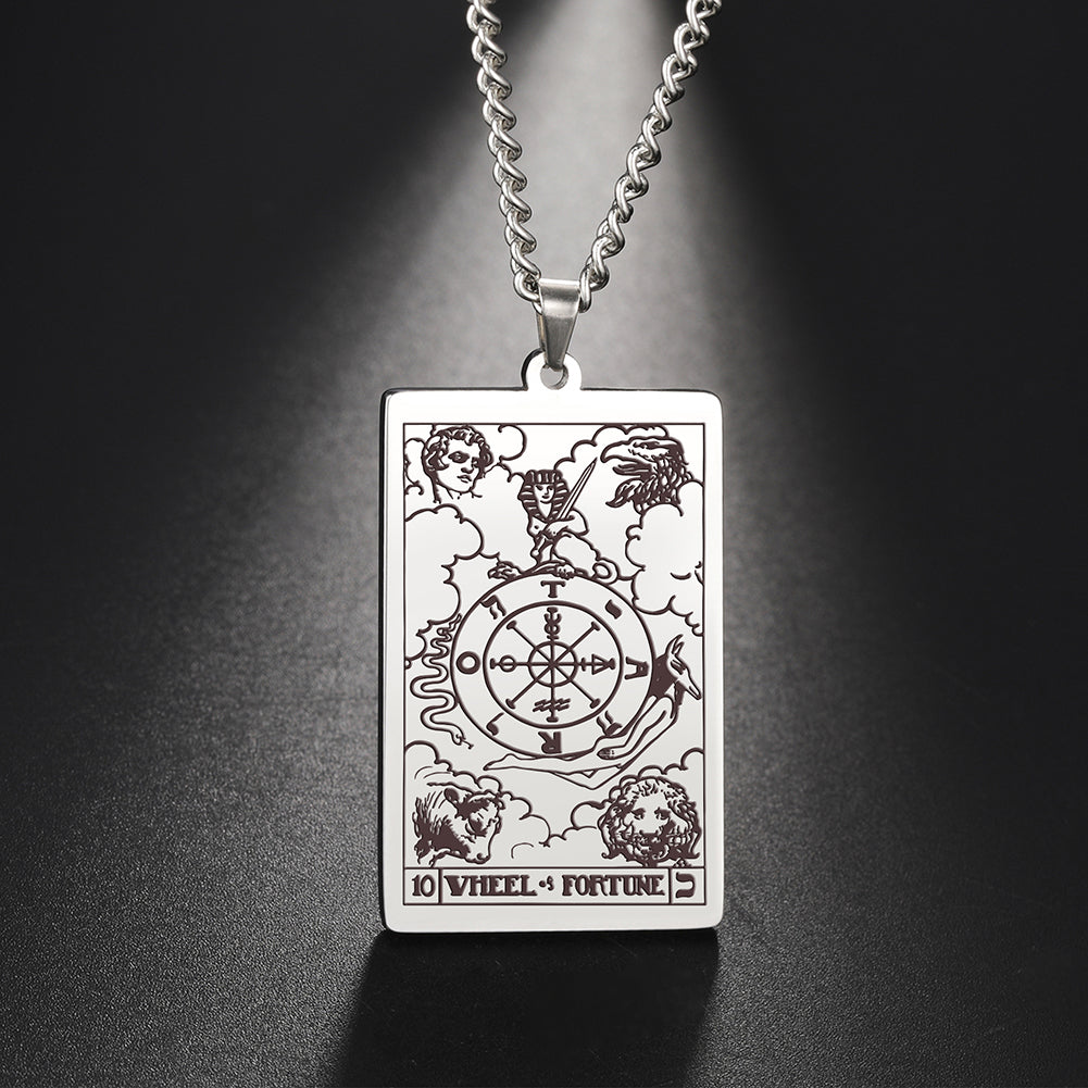 Silver Box Chain Tarot Card Necklace