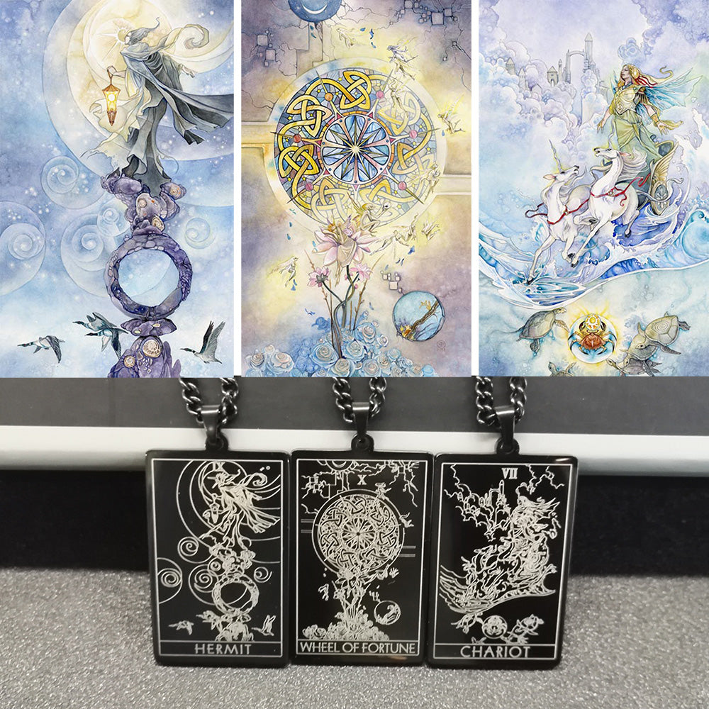 Black Link Chain Tarot Card Necklace