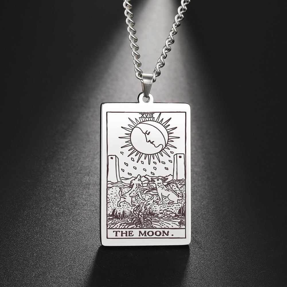 Silver Link Chain Tarot Card Necklace