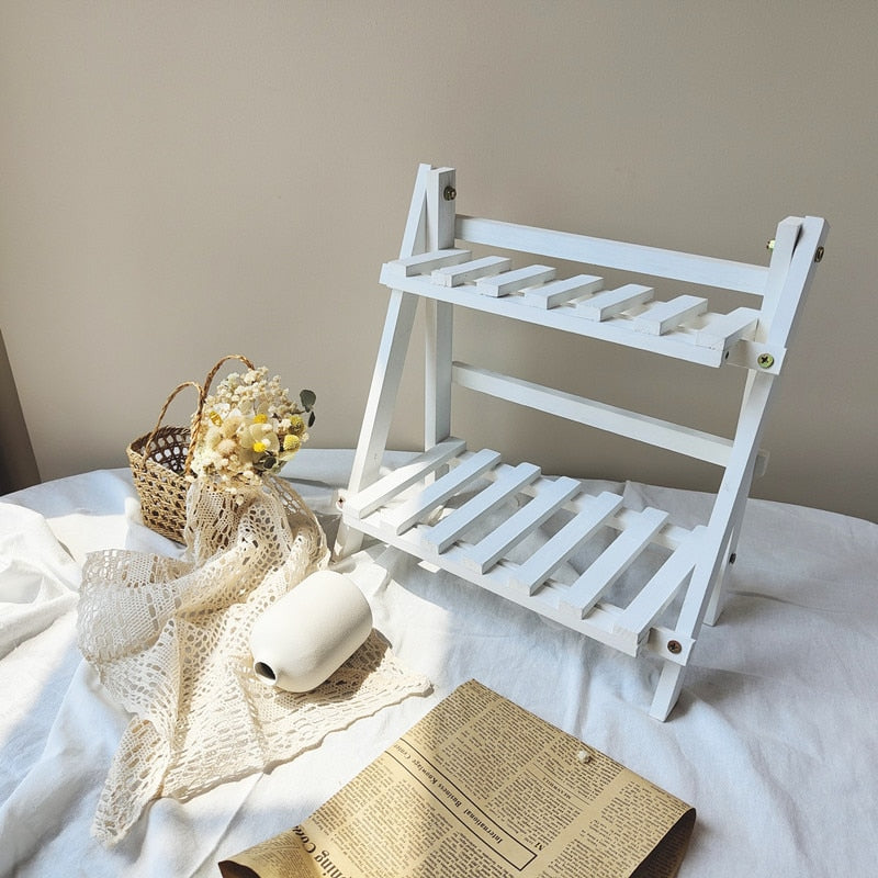 Double Layer Adjustable Wooden Bookshelf