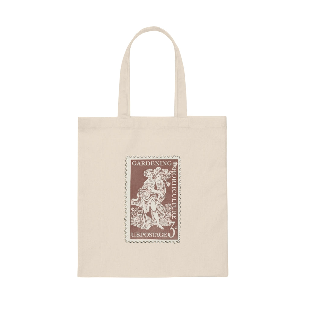 Vintage Gardening Stamp Canvas Tote