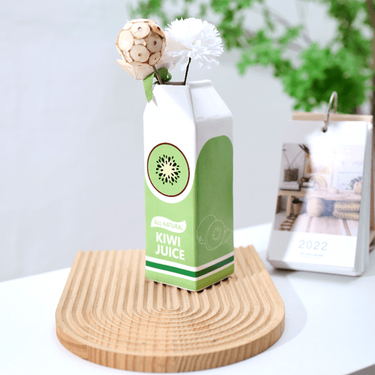 Kiwi Juice Carton Vase