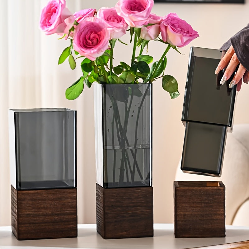 Modern Black Glass Acrylic Vase