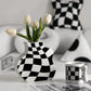Checkerboard Grid Ceramic Vase