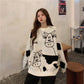 Cartoon Cow Loose Pullover Sweater