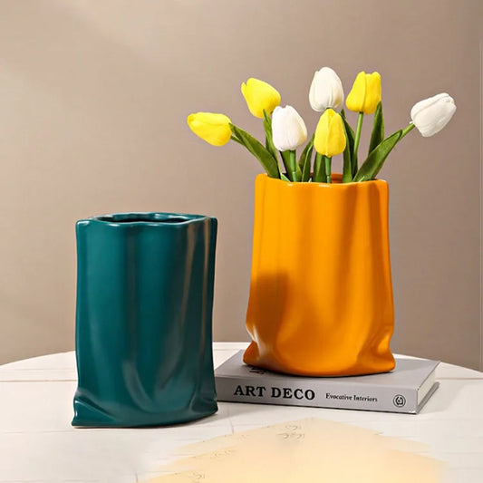 Colored Bag Ceramic Vases