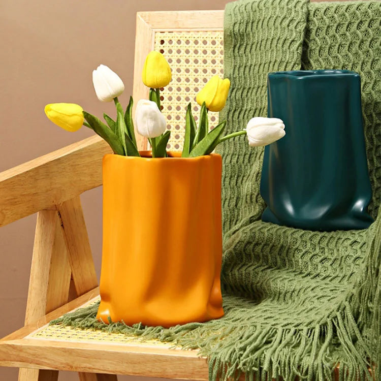 Colored Bag Ceramic Vases