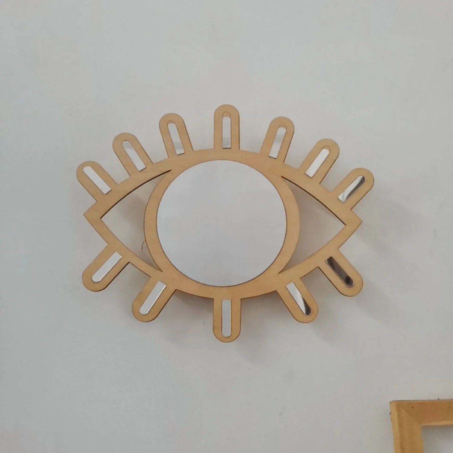 Wooden Eye-Shaped Wall Mirror
