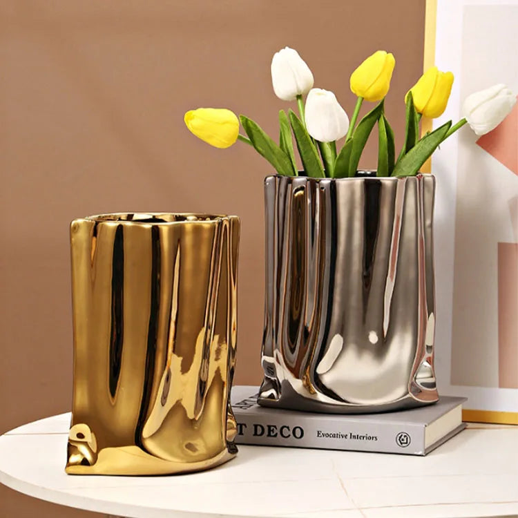 Colored Bag Ceramic Vases