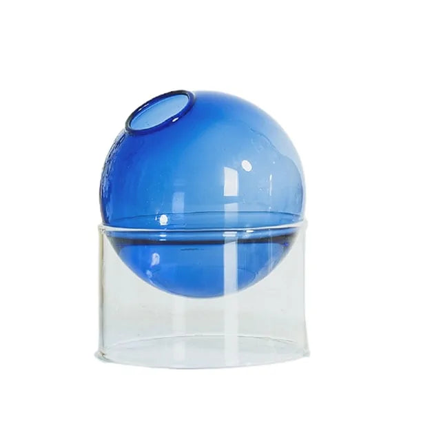 Colored Glass Orb Hydroponic Vase
