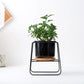 Geometric Ceramic Planter Set with Bamboo Stand and Iron Frame