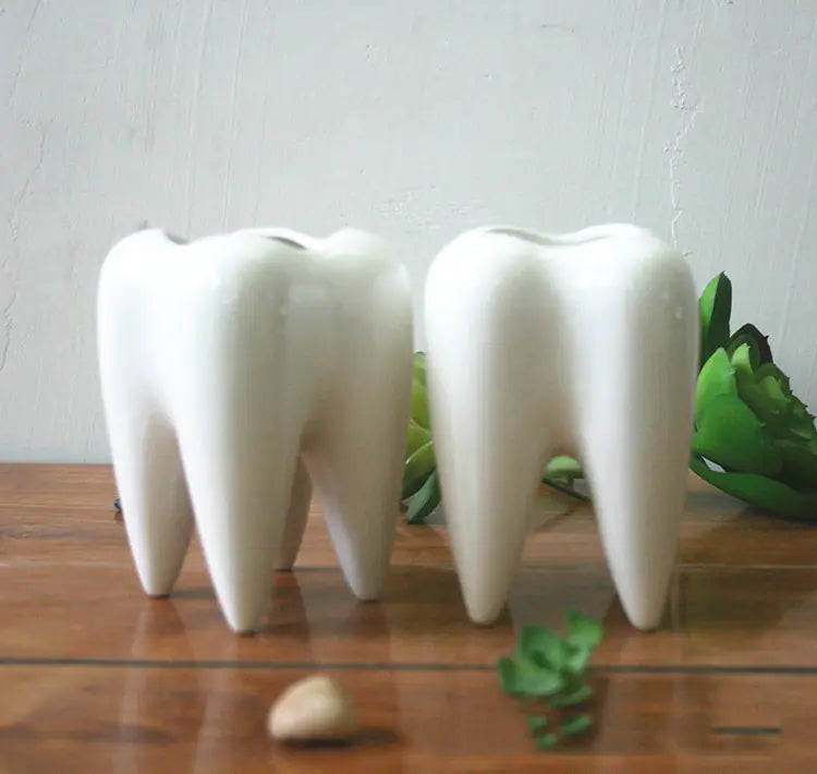 Tooth-Shaped Ceramic Planter Pot