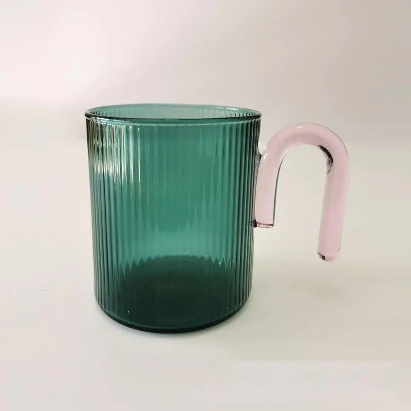 Vertical Pattern Colored Glass Cup