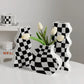 Checkerboard Grid Ceramic Vase