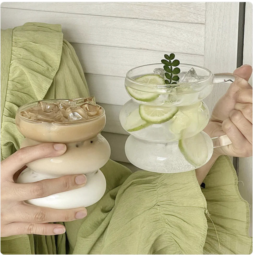 Offset Bubbe Glass Cup
