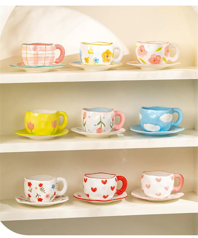 Hand Pinched Irregular Ceramic Patterned Mugs