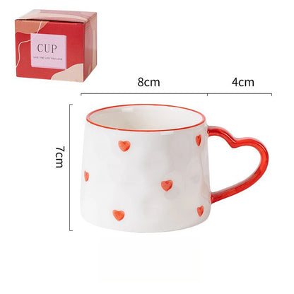 Ceramic Heart Pattern Mugs