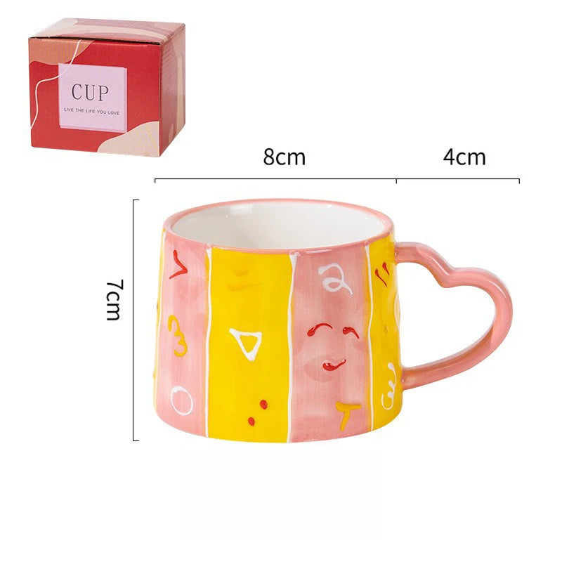 Ceramic Heart Pattern Mugs