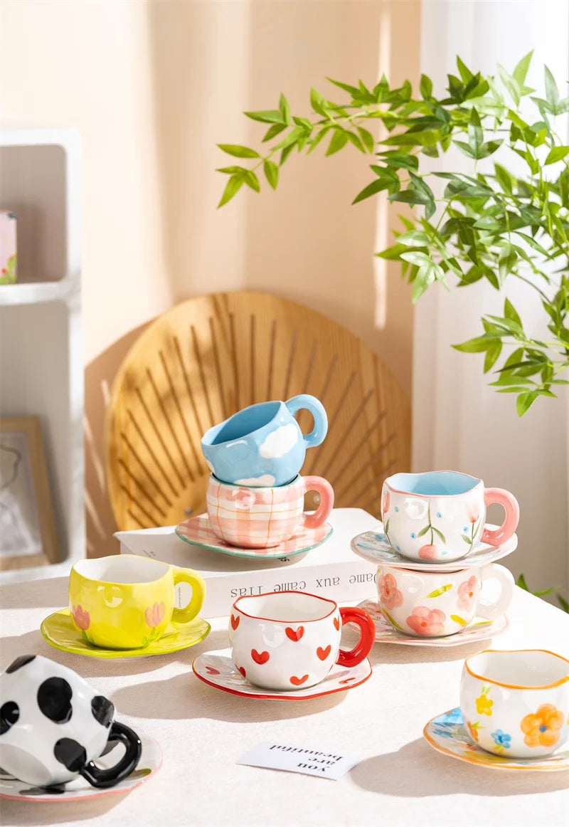 Hand Pinched Irregular Ceramic Patterned Mugs