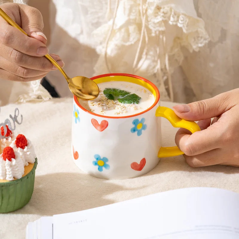 Ceramic Heart Pattern Mugs