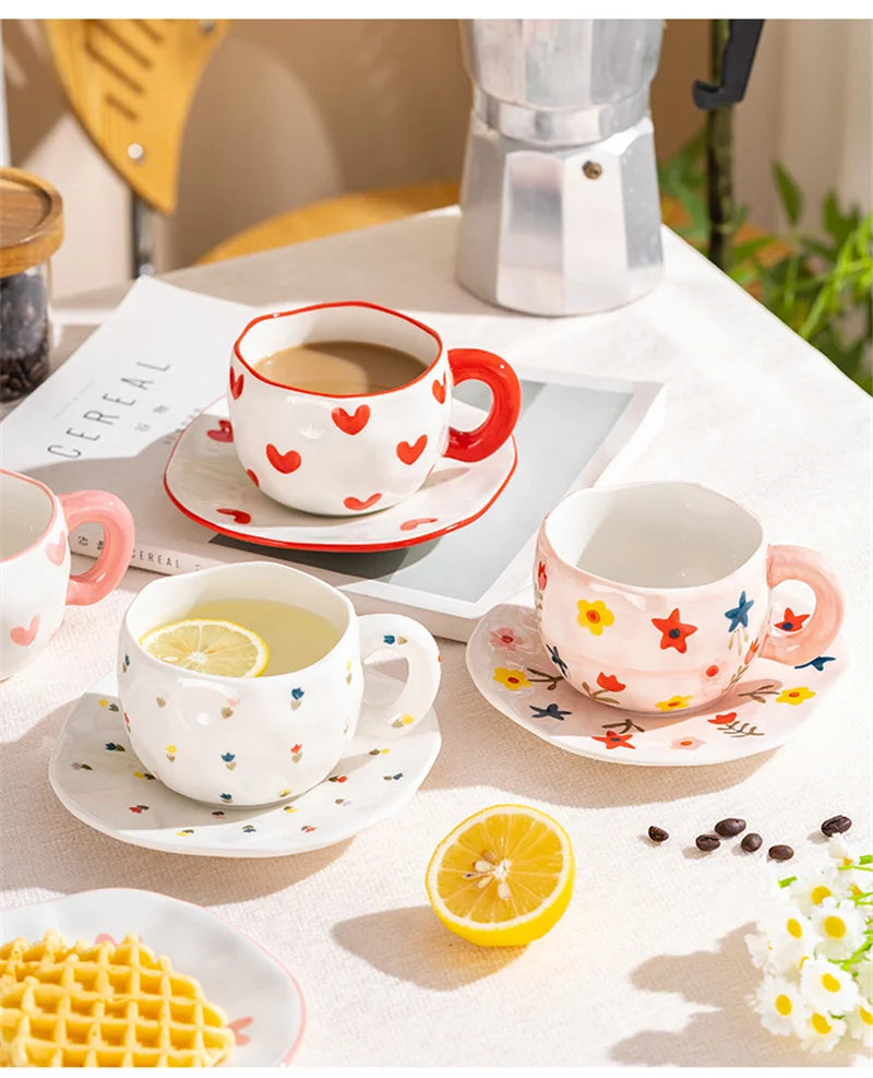 Hand Pinched Irregular Ceramic Patterned Mugs