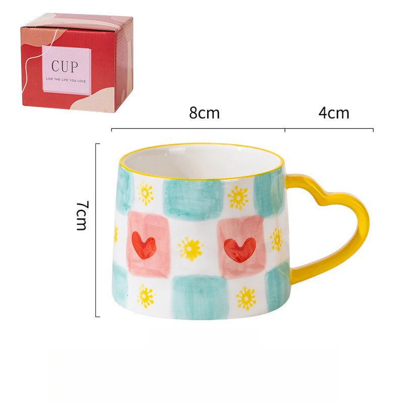 Ceramic Heart Pattern Mugs
