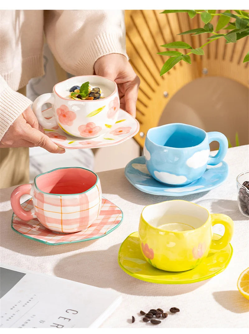 Hand Pinched Irregular Ceramic Patterned Mugs