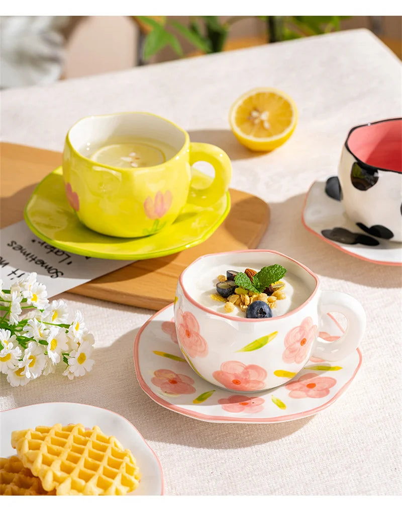 Hand Pinched Irregular Ceramic Patterned Mugs