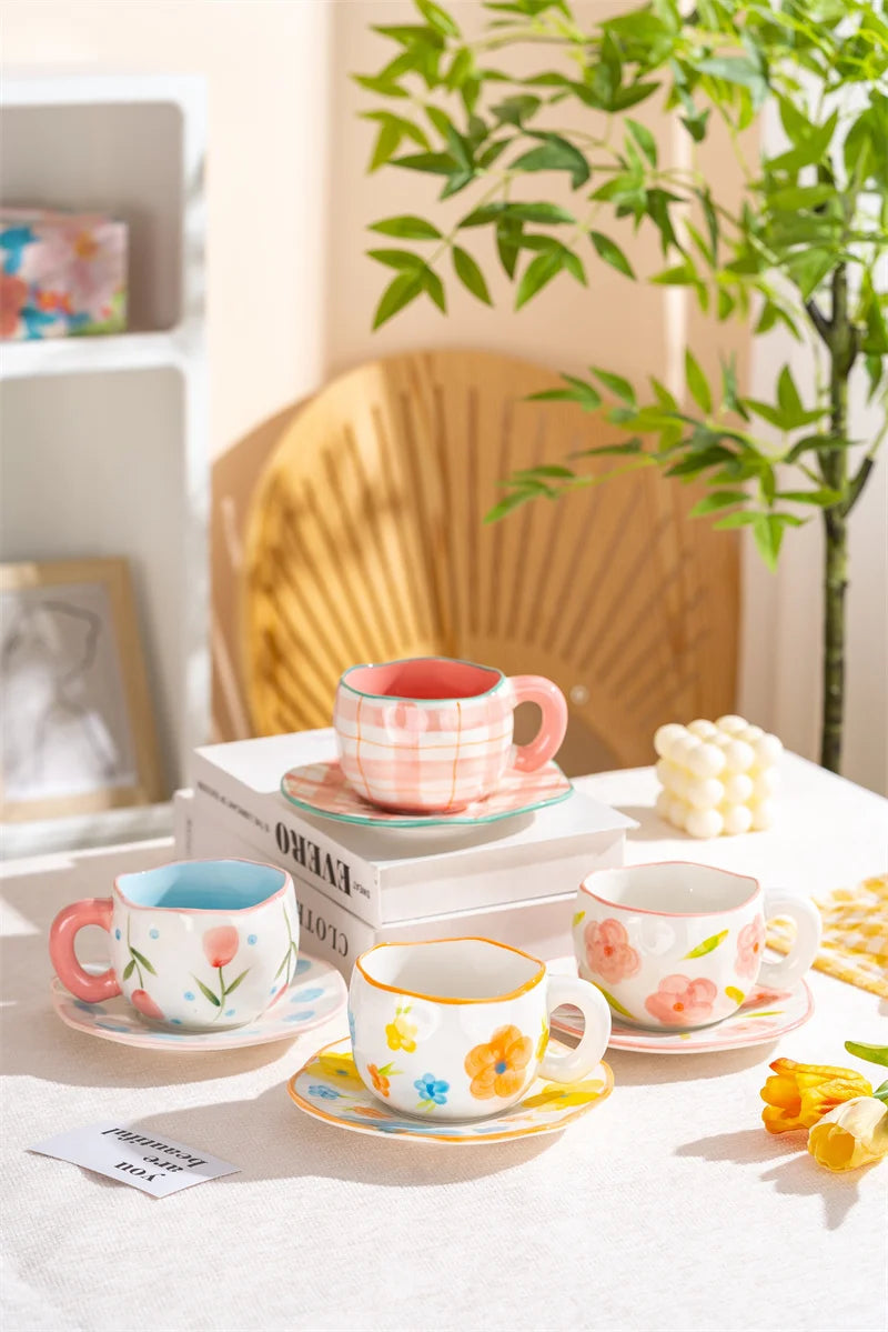 Hand Pinched Irregular Ceramic Patterned Mugs