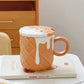 Ceramic Waffle Cone Mug With Lid & Spoon