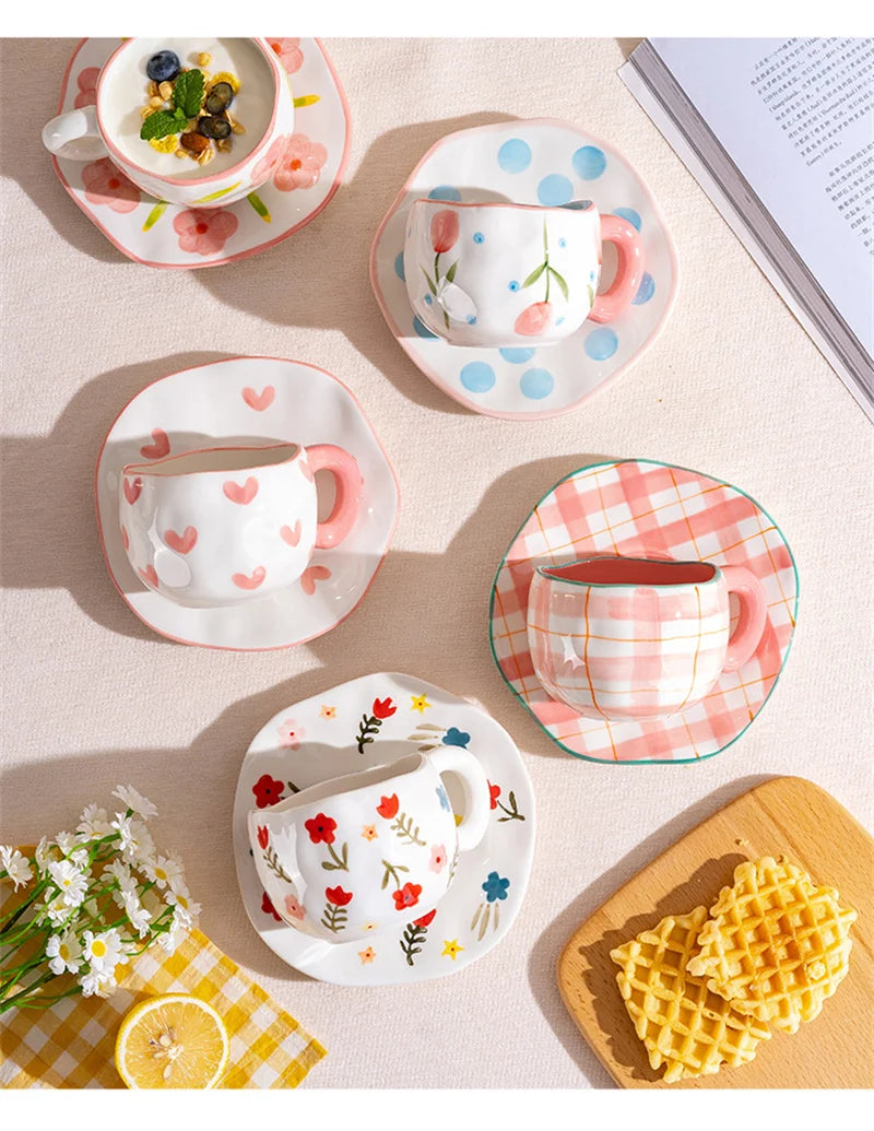 Hand Pinched Irregular Ceramic Patterned Mugs