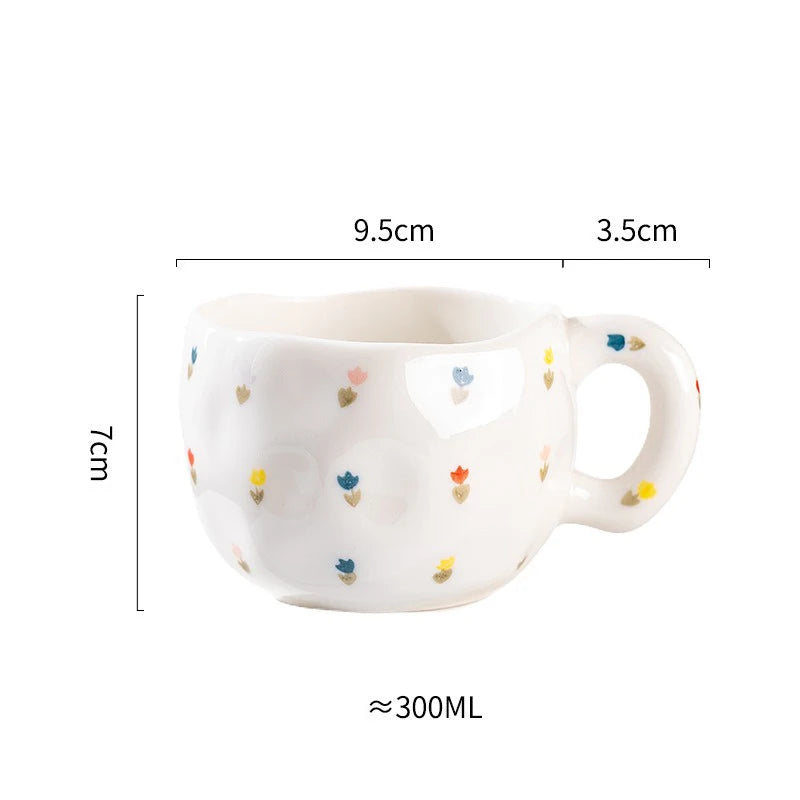 Hand Pinched Irregular Ceramic Patterned Mugs