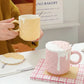 Ceramic Waffle Cone Mug With Lid & Spoon