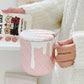 Ceramic Waffle Cone Mug With Lid & Spoon