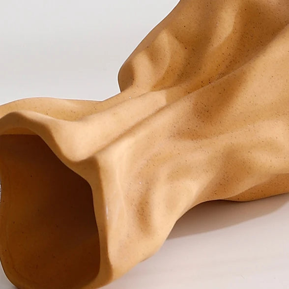Crinkle Paper Bag Ceramic Vase