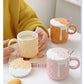 Ceramic Waffle Cone Mug With Lid & Spoon