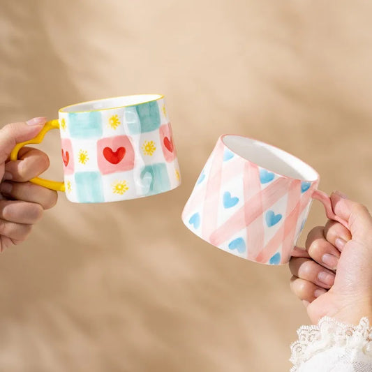 Ceramic Heart Pattern Mugs