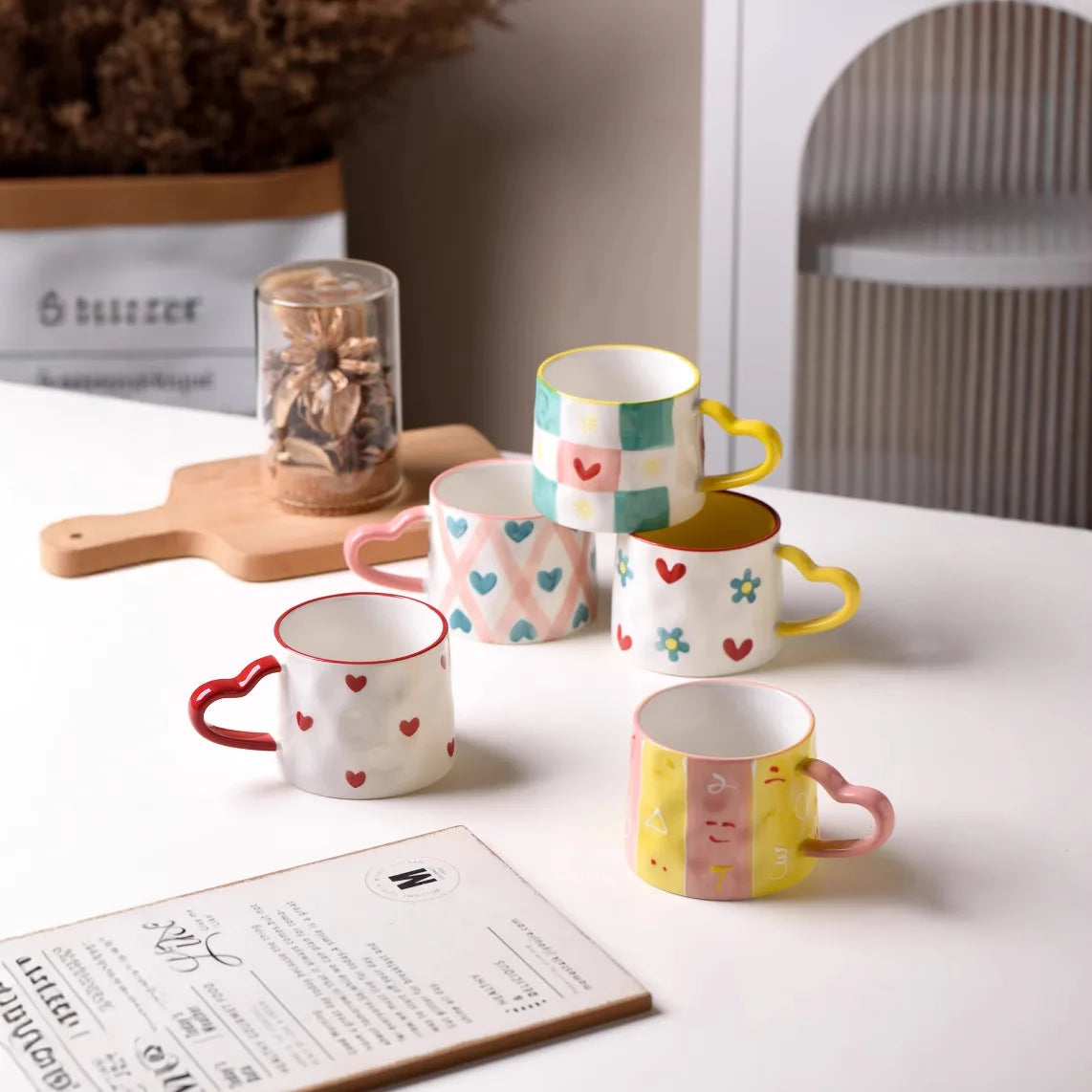 Ceramic Heart Pattern Mugs