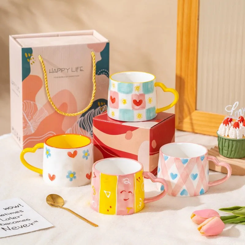 Ceramic Heart Pattern Mugs