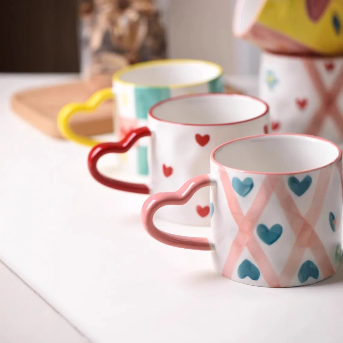 Ceramic Heart Pattern Mugs