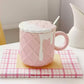 Ceramic Waffle Cone Mug With Lid & Spoon