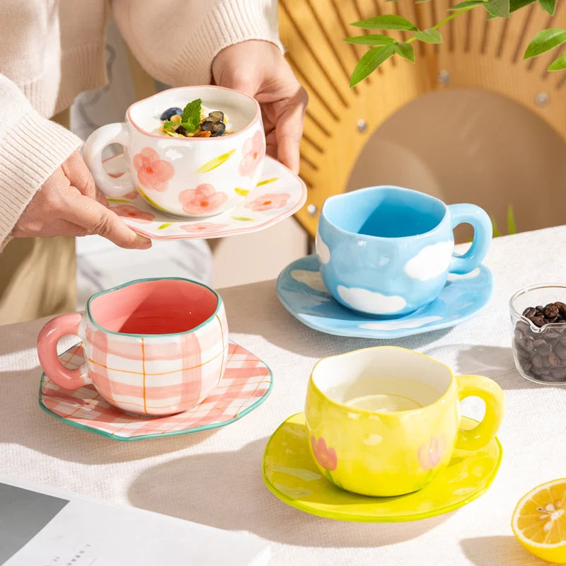 Hand Pinched Irregular Ceramic Patterned Mugs