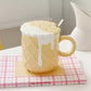 Ceramic Waffle Cone Mug With Lid & Spoon