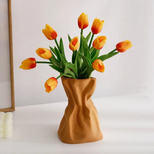 Crinkle Paper Bag Ceramic Vase