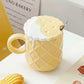 Ceramic Waffle Cone Mug With Lid & Spoon
