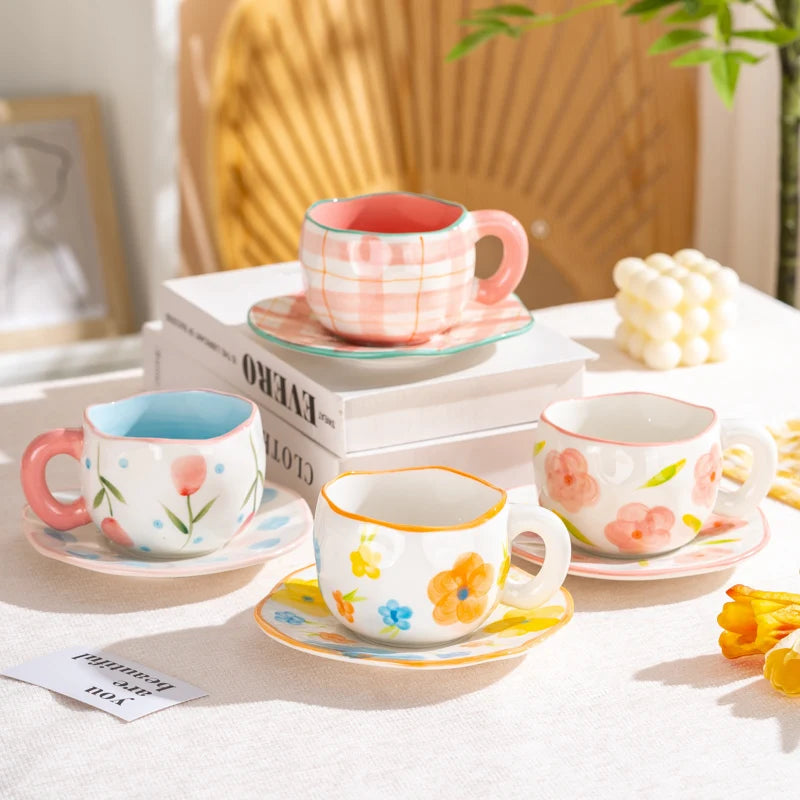 Hand Pinched Irregular Ceramic Patterned Mugs