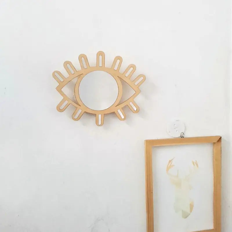 Wooden Eye-Shaped Wall Mirror
