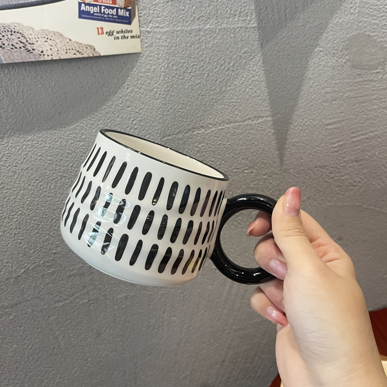 Vintage Black & White Ceramic Coffee Mug