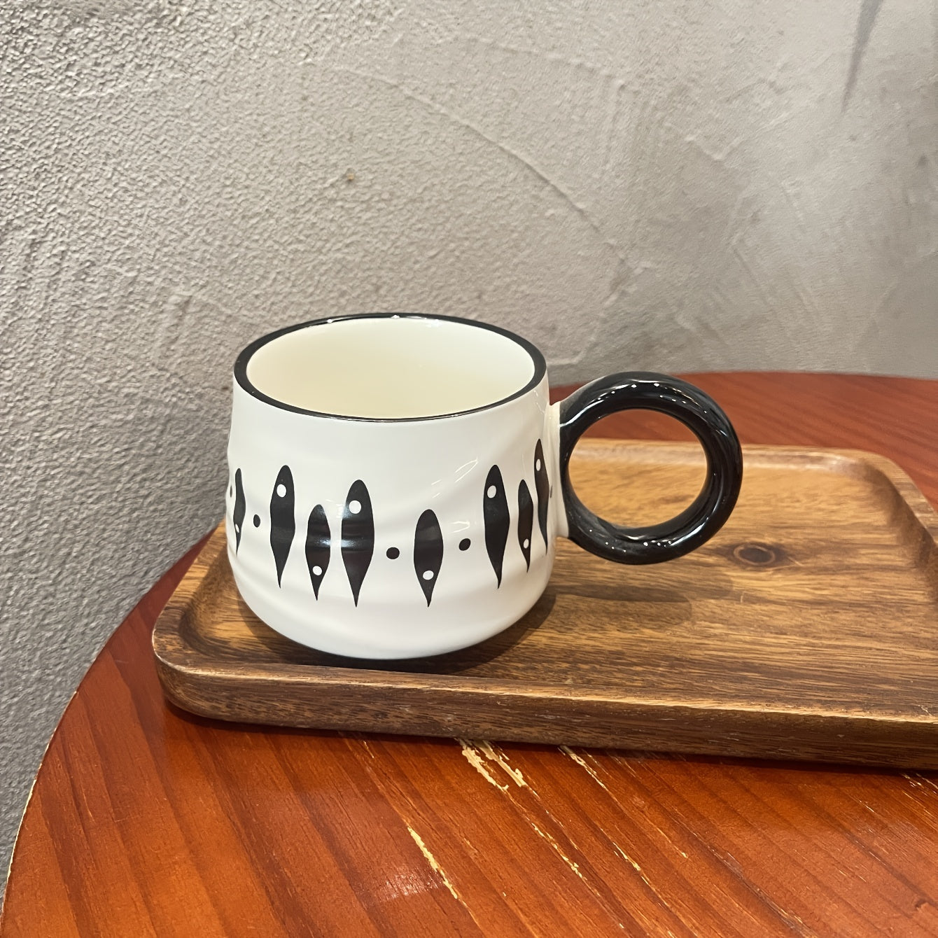 Vintage Black & White Ceramic Coffee Mug